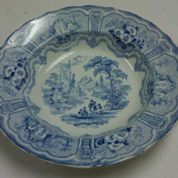 Blue and White Soup Bowl with Syria Pattern by Robert Cochran, Image 1.