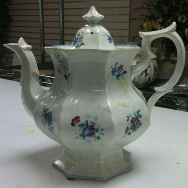 Large Floral Teapot by Alcock, Image 1.
