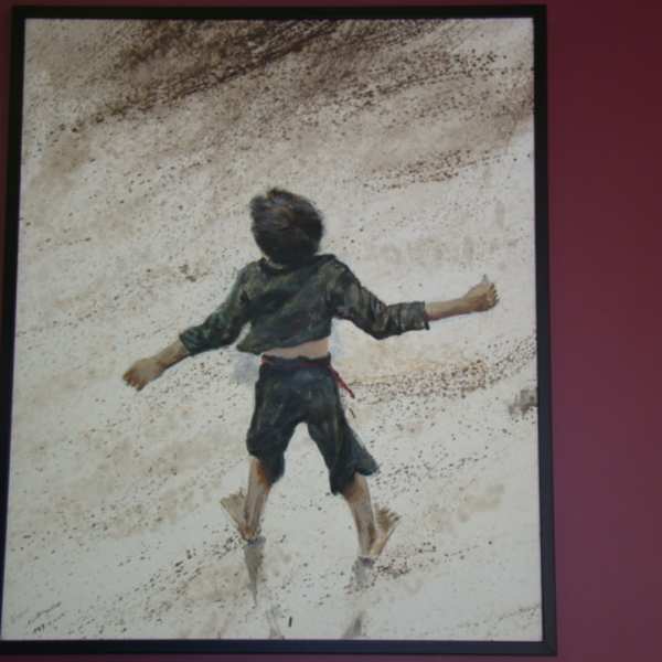 Young Boy Barefoot with Back to Viewer by Li Ming Shun, Image 1.