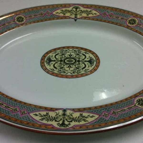 Platter with Brown and Yellow Floral Design by Copeland Ltd., Image 1.