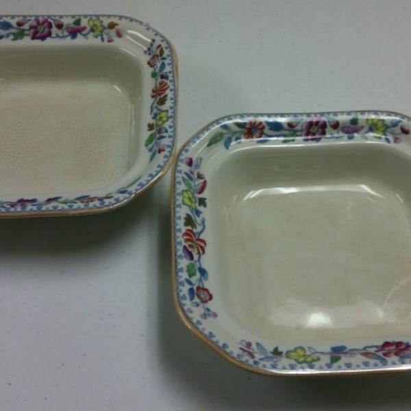 2 Dishes with Floral Pattern by Mason, Image 1.
