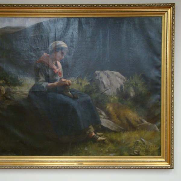 French Peasant Girl - Catinou Knitting by Elizabeth Klumpke, Image 1.