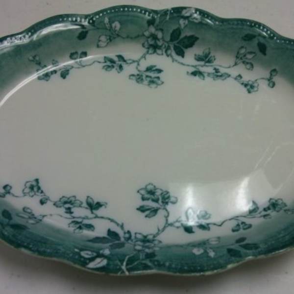 Blue and White Platter with St. Cloud Design by Johnson Bros., Image 1.