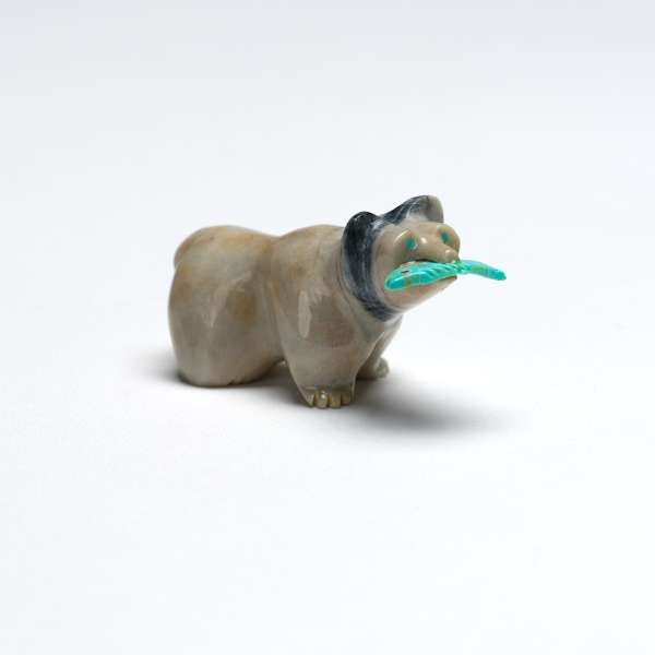 Bear with Fish , Travertine,  Turquoise,  Andres Quam by Andres Quam, Image 6.