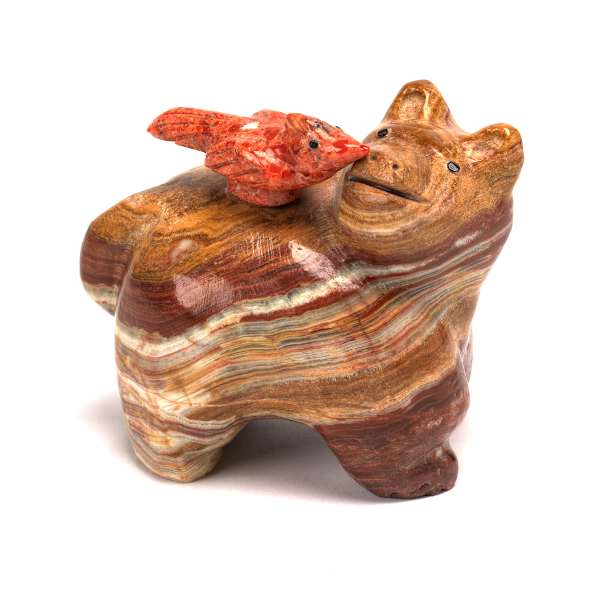 Hayes Leekya, Bear with Bird, Onyx by Hayes Leekya, Image 1.