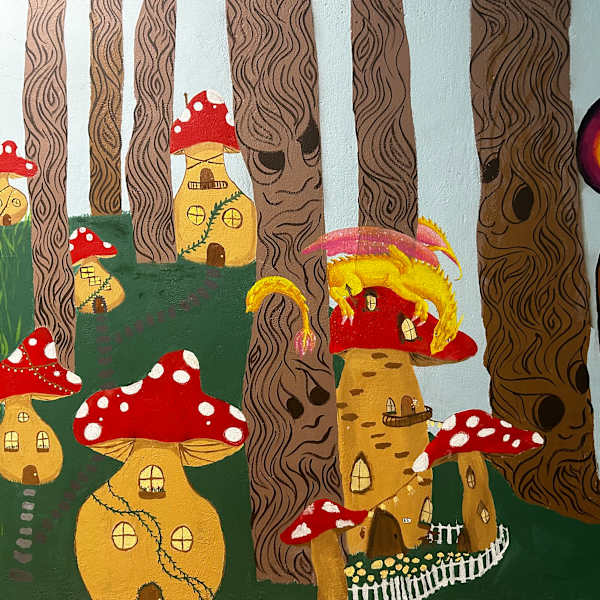 Trail of Mythical Creatures Mural by Parker Youth Commission, Parker Parks and Open Space, Community Volunteers, Cultural Department, Adi Aderhold, Image 1.