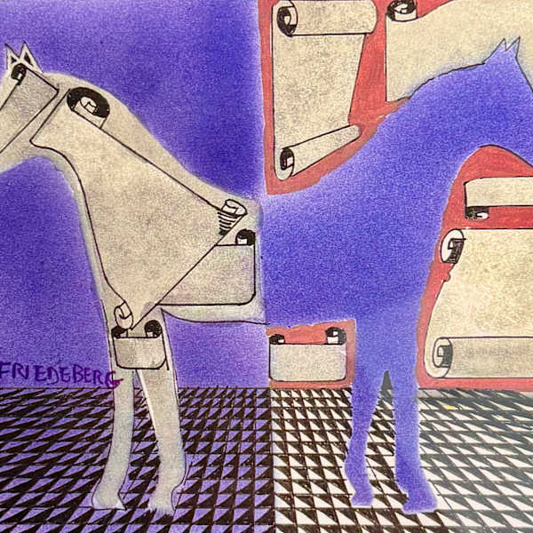 Sin título (Caballo con pergaminos y elefante bicéfalo) by Pedro Friedeberg, Image 3.