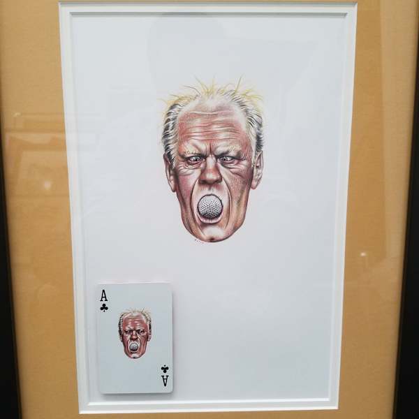 Gerald Ford - Politicards illustration (1984) by Donald Gates, Image 2.