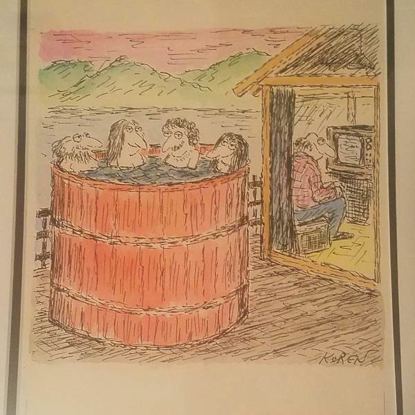 "Hot Tub vs Television" - TV Guide illustration by Ed Koren, Image 1.