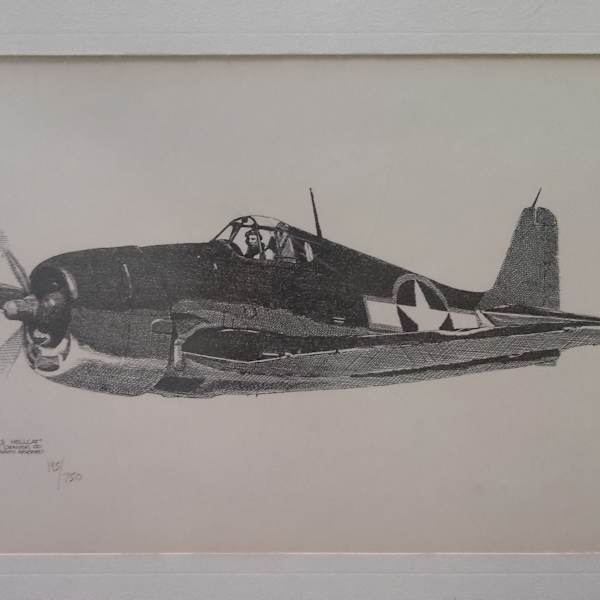Grumman F6F-3 Hellcat lithograph print by Joe Milich, Image 1.