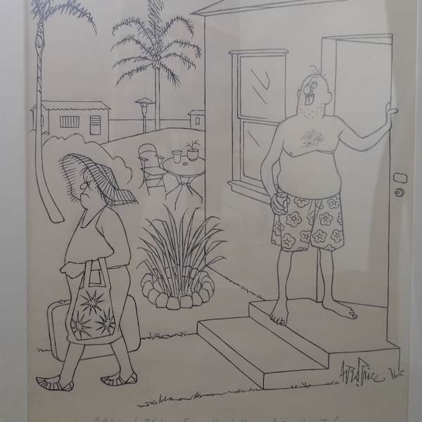 New Yorker cartoon "Aloha! Aloha from the bottom of my heart." by George Price, Image 1.