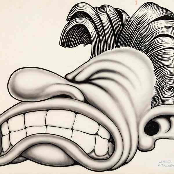 Airbrush portrait (1950's) by Basil Wolverton, Image 1.