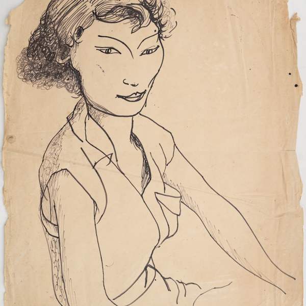 Untitled (Portrait of Woman in Collared Dress) by Michael Lester, Image 1.
