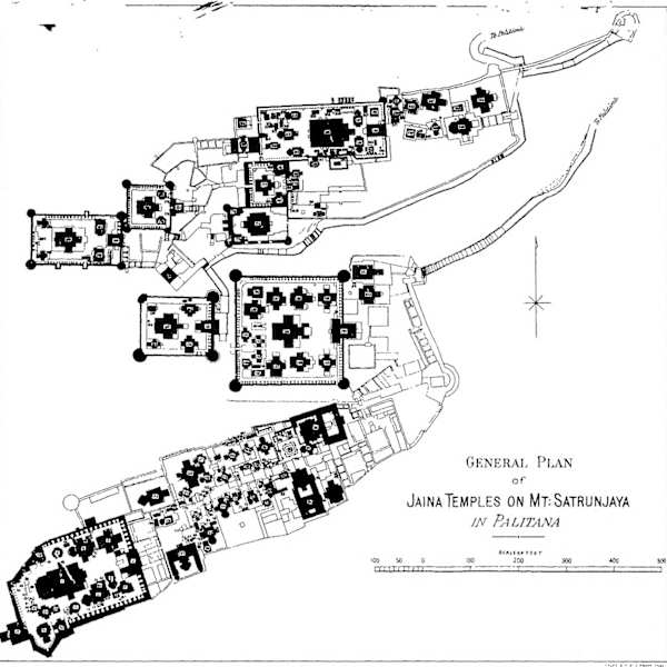 59. General Plan of Jain temples on Mount Shatrunjaya by Palitana, Gujarat, Image 2.