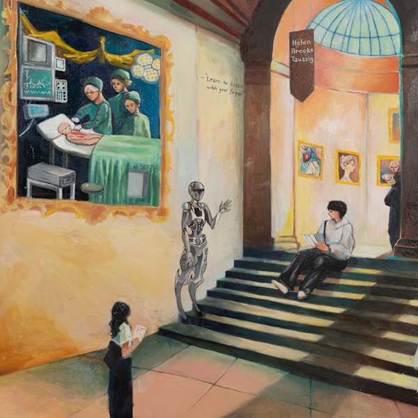 School Trip to visit Dr. Helen Brooke Taussig's portrait in the Metropolitan Museum of Art by Chuheng Lou, Image 1.