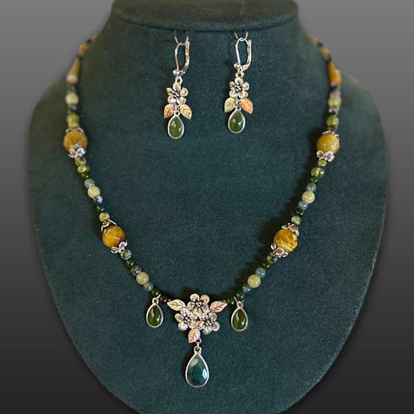 Forget Me Not Earrings & Necklace by Ildiko Wagner, Image 8.