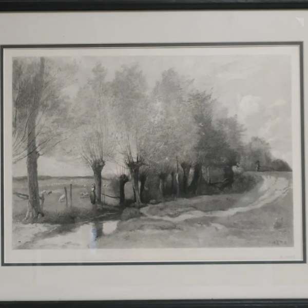 La saulaie by Jean Baptiste Camille Corot, Image 2.