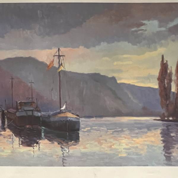 Unknown peniches on the Seine river by Jacques Huet, Image 1.