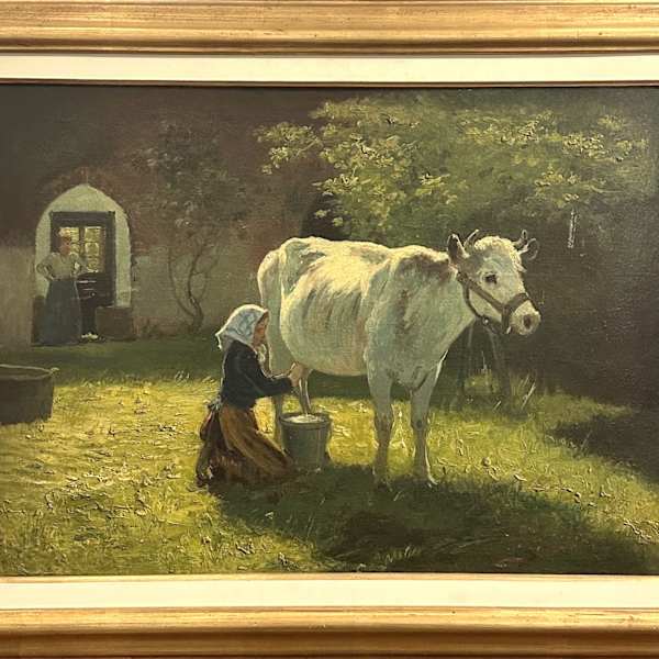 La mungitura by Vincenzo Caprile (1856-1936), Image 1.