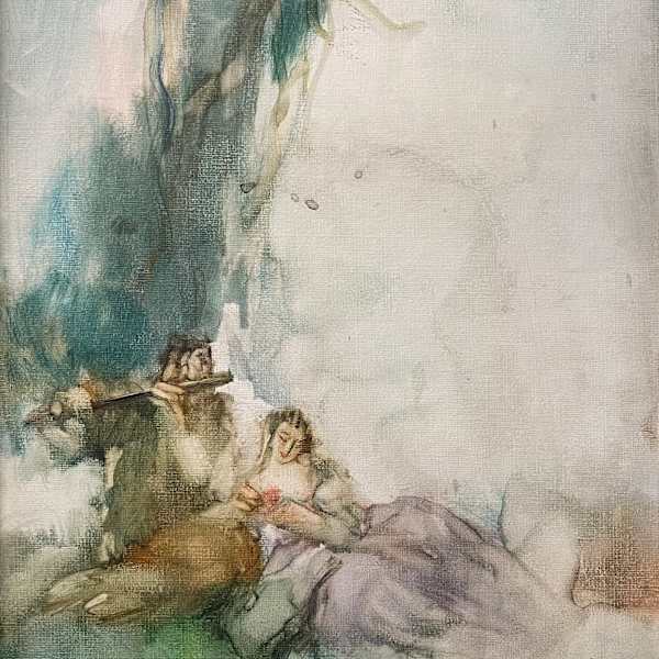 Donna sdraiata con flautista by Ambrogio Antonio Alciati (1878-1929), Image 1.