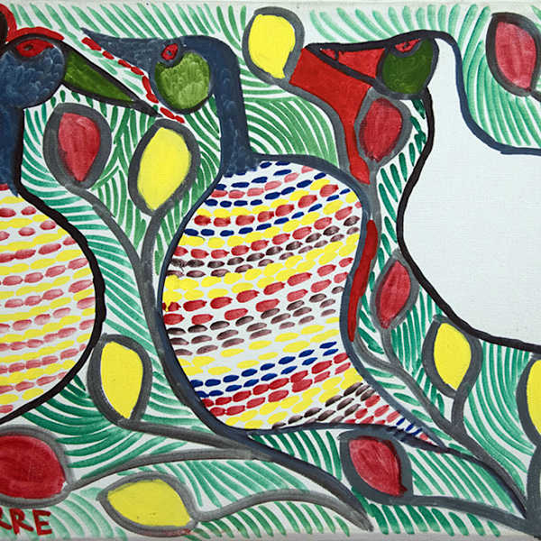 Three Birds on a Green Background by St.Pierre Toussaint, Image 1.