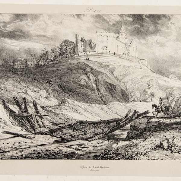 Eglise de St. Nectaire Auvergne by Eugene Isabey, Image 1.