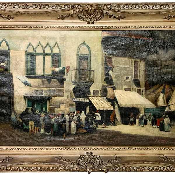 Antique Spanish Oil on Canvas Painting, signed by R Santi, Image 16.