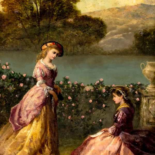 “Young Ladies in Garden” by Edward John Cobbett, Image 5.