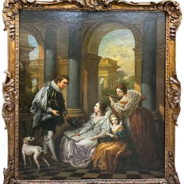Charles-André van Loo (French, 1705-1765) Huge Early Dutch Italianate ‘Oil Painting Of the Court” "The Spanish Concert" by Charles-Andre’ van Loo, Image 3.
