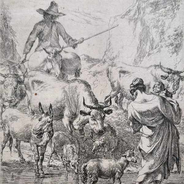 “The Herd Crossing the Brook” by NICOLAS BERCHEM, Image 2.