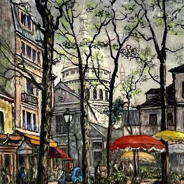 "La Place du Tertre"  Montmartre Paris and the Sacred-Coeur Basilica by Maurice Jacque, Image 2.