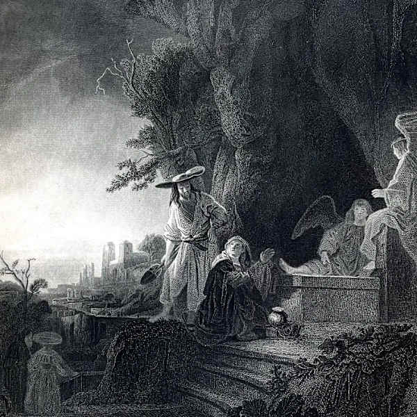 “Noli Me Tangere” (Christ and St Mary Magdalen at the Tomb) “Touch me Not” by Rembrandt Van Rijm, Gustave Lévy (1819-1894 French)  Engraver, Image 1.