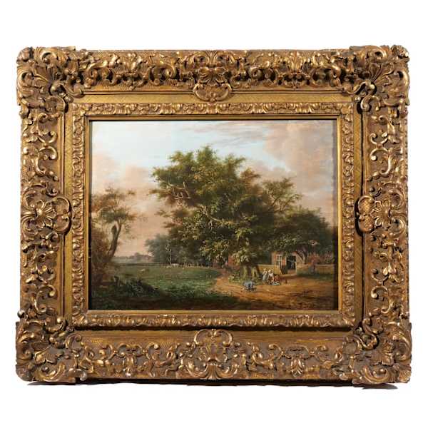 Landscape with Figures on a Farm by Barend Cornelis Koekkoek, Image 1.