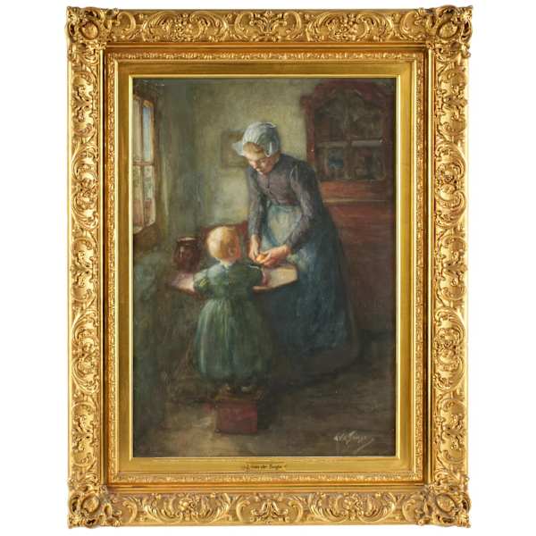 Lammert Leibe Van Der Tonge  “Mother and Child” Watercolor by Lammert Leire van der Tonge, Image 3.