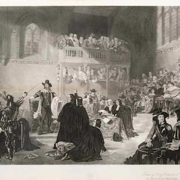 "Trial of King Charles 1st, in Westminster Hall 1649", by William Henry Fisk (British, 1796-1872), Charles Edward Wagstaff (British, 1808-1850) Engraver, Image 2.
