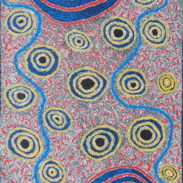 Jugunpa Jukurrpa (Spinnifex Hopping Mouse Dreaming) by Nigel Japananangka Marshall, Image 1.
