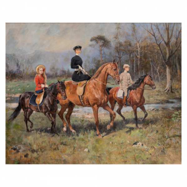 Queen Mary and Two Children (Prince Carol and Princess Elisabeth) by Tadeusz Ajdukiewicz, Image 1.