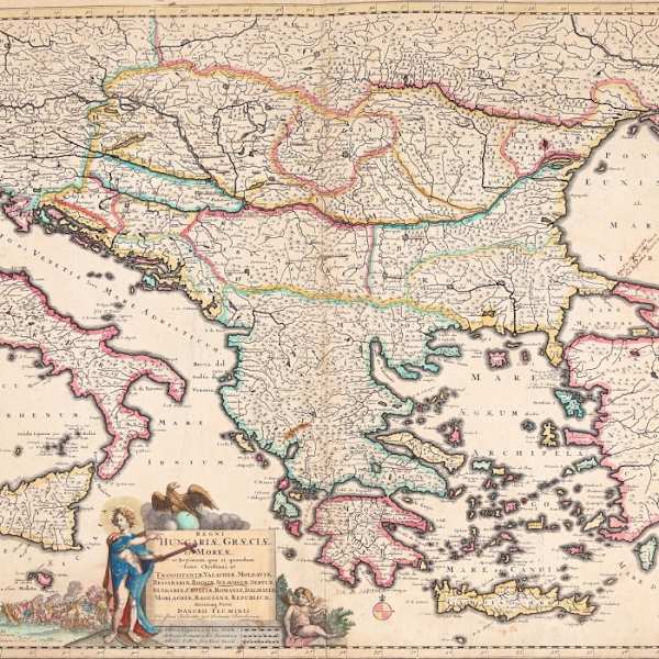 Balkan Peninsula (including Transylvania, Wallachia, Moldavia, Bessarabia), Amsterdam by Justus Danckerts, Image 1.