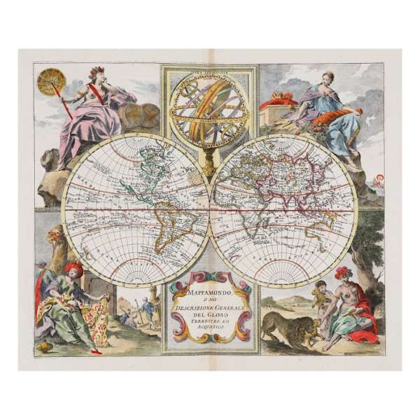 Map of the World (planiglobe), Venice by Giambattista Albrizzi, Image 1.