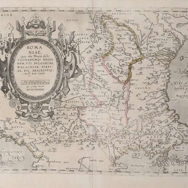 Romaniae, by Iacobo Castaldo, printed by Abraham Ortelius, Orbis Terrarum edition, Antwerp by Abraham Ortelius, Iacobo Castaldo, Image 1.