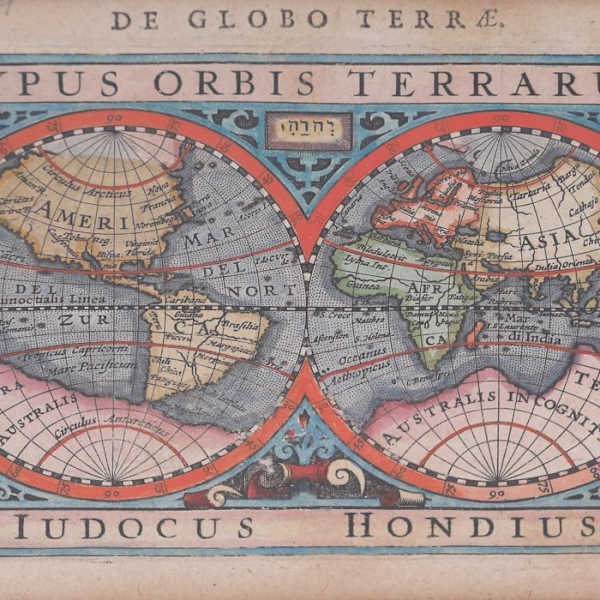 World map, by Gerardus Mercator, 1569, published by Petrus Bertius, Amsterdam, 1616 by Gerardus Mercator, Petrus Bertius, Image 1.