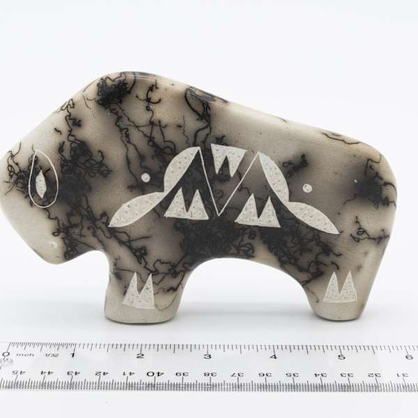 Horse Hair Pottery Bison by Tom Vail, Image 3.