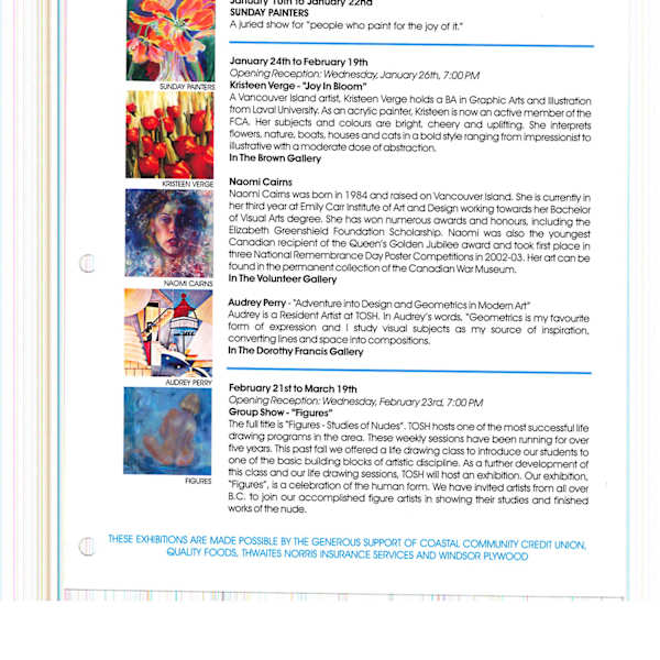 Exhibitions 2001-2005 by Naomi Cairns, Ivor Cohen, Don Farrell, Martin Hill, Audrey Perry, Marilyn Riopel, kristeen verge, Allan N. Smith, Lynda Sawyer, Image 1.