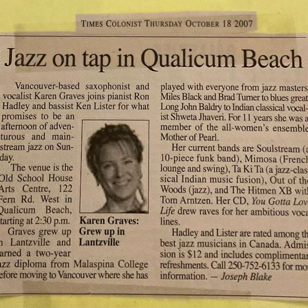 Jazz on tap in Qualicum Beach by Ron Hadley, Ken Lister, Karen Graves, Image 1.