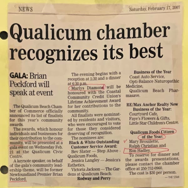 Qualicum chamber recognizes its best by Mary Brouilette, Ron Hadley, Image 1.
