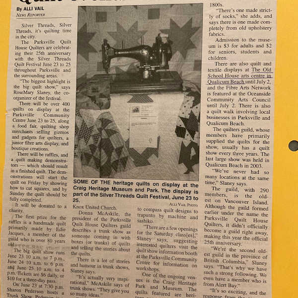 Quilt events this weekend / Textiles at TOSH in QB and OCAC / Quilters celebrate 25 years by Donna McAskile, Sharon Pederson, Image 2.