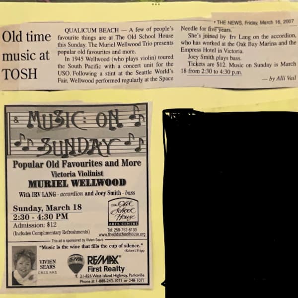 Muriel Wellwood/ Music On Sundays by Muriel Wellwood, Irv Lang, Joey Smith, Image 1.