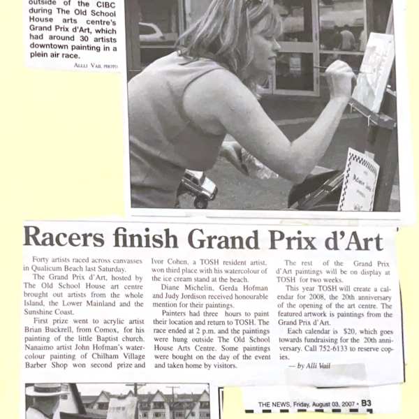 Racers finish Grand Prix d'Art- News article 2007 by Ivor Cohen, Melanie Jane, Brian Buckrell, John Hofman, Diane Michelin, Gerda Hofman, Judy Jordison, Arnie Fisk, Image 1.