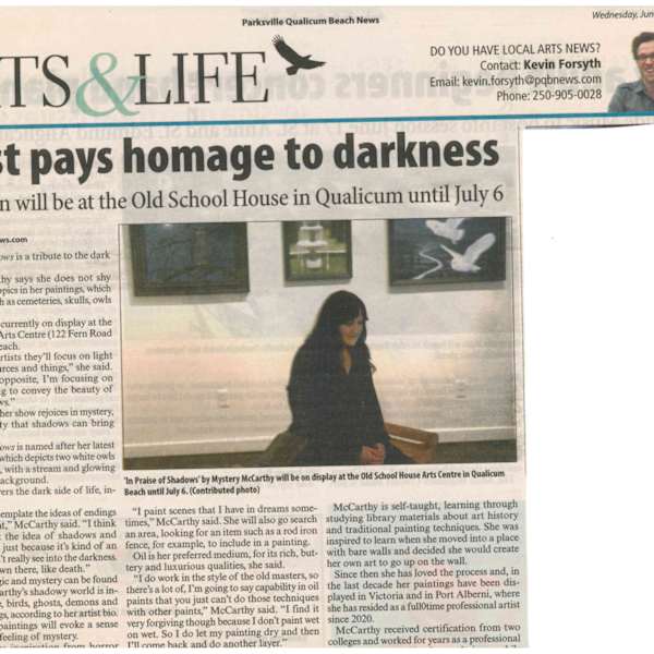 Artist pays homage to darkness by Kevin Forsyth, Mystery McCarthyb, Image 1.