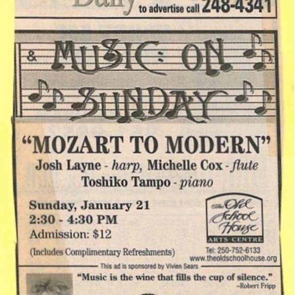 Mozart to Modern - News Clipping 2007 by Josh Layne, Michelle Cox, Toshiko Tampo, Image 1.